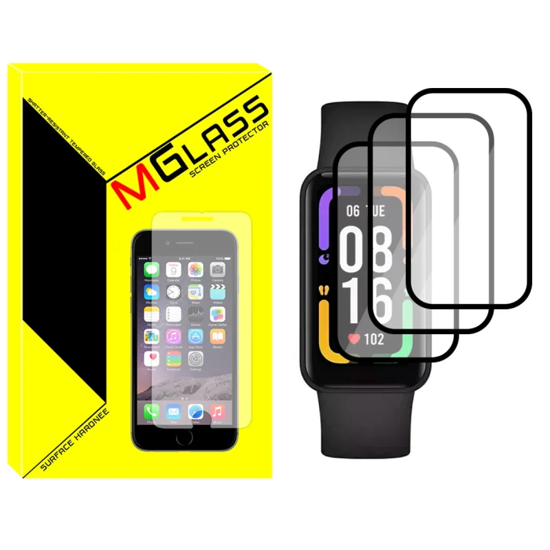محافظ صفحه نمایش نانو ام‌گلس مدل Pmma-MG مناسب برای ساعت هوشمند شیائومی Redmi Smart band pro بسته سه عددی
