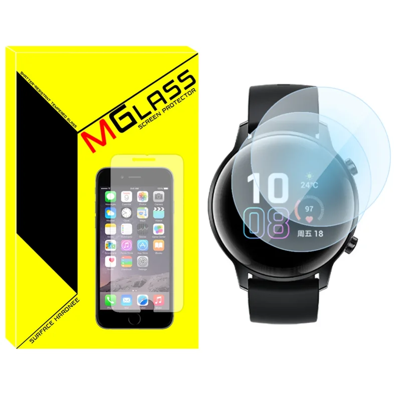 محافظ صفحه نمایش شیشه‌ای ام‌گلس مدل Glass-MG مناسب برای ساعت هوشمند آنر Magic 2 42mm بسته دو عددی