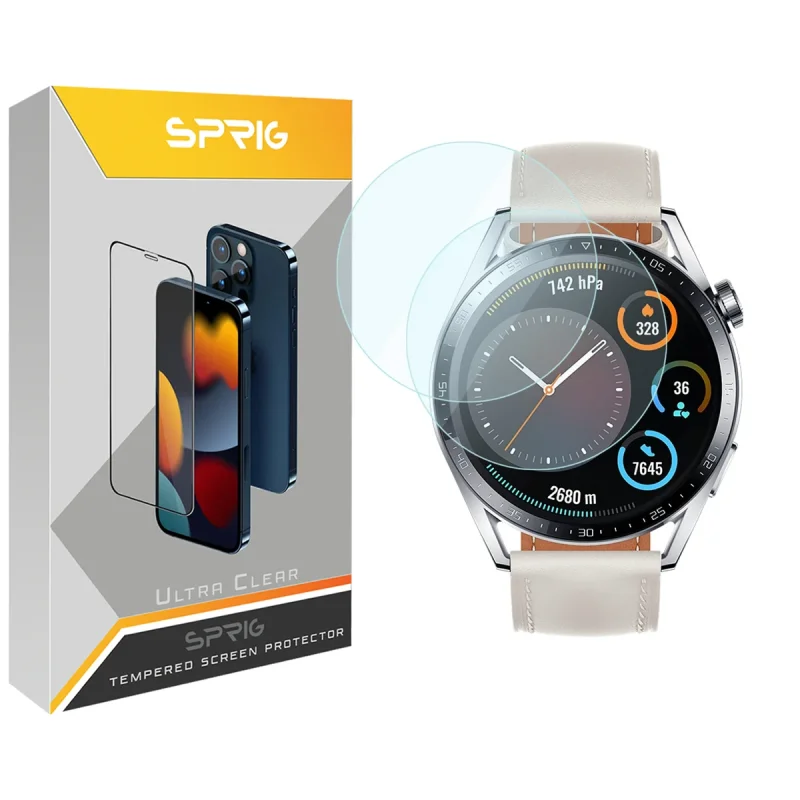 محافظ صفحه نمایش شیشه ای اسپریگ مدل SPG مناسب برای ساعت هوشمند هوآوی GT3 46mm بسته دو عددی