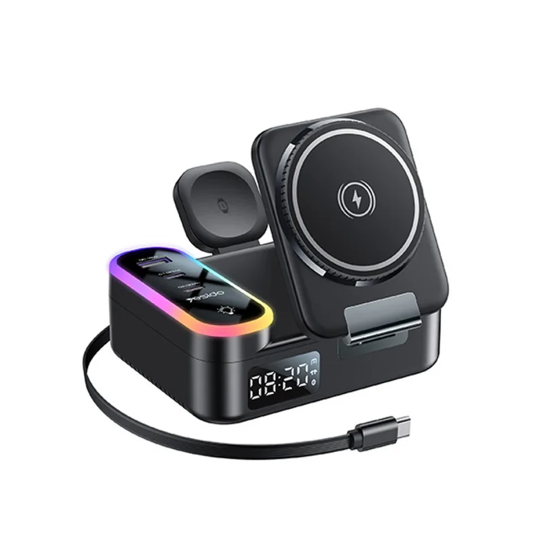 شارژر بی سیم 30 وات 3 پورت یسیدو مدل DS38 به همراه کابل USB-C به طول 0.8 متر