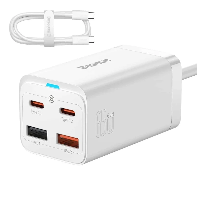 شارژر رومیزی باسئوس مدل CCDK65S-65W به همراه کابل USB-C