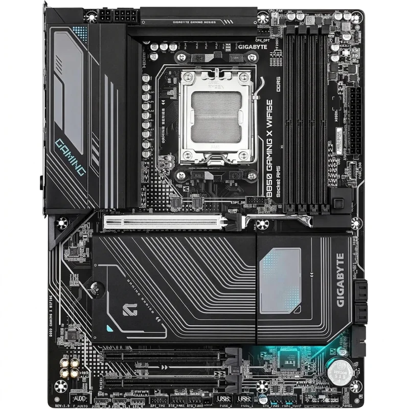 مادربرد گیگابایت مدل B850 Gaming X WiFi6E DDR5 Motherboard، فرم فاکتور ATX، سوکت AMD AM5، دارای چهار اسلات رم DDR5، دارای Wi-Fi 6E و بلوتوث داخلی، چیپست AMD B850
