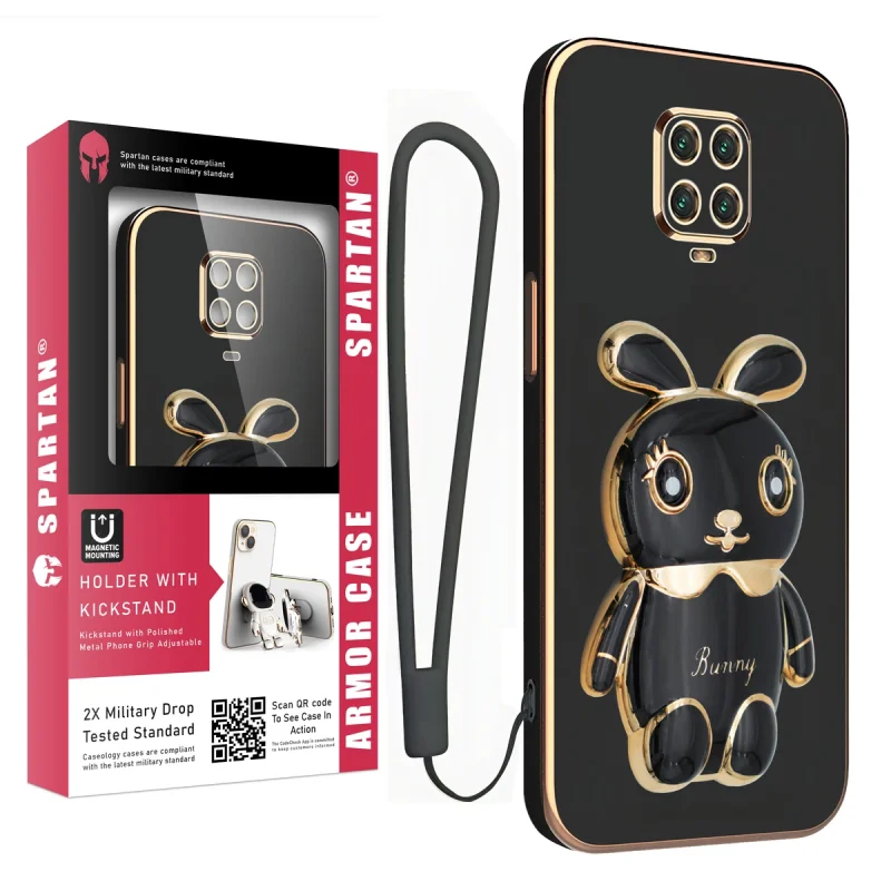 کاور اسپارتان مدل Bunny مناسب برای گوشی موبایل شیائومی Redmi Note 9 Pro / Note 9s به همراه بند نگهدارنده