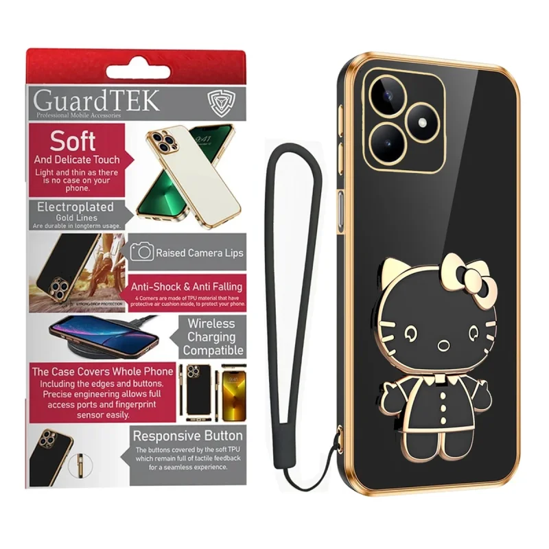 کاور گاردتک آساک مدل Kitty Strap مناسب برای گوشی موبایل ریلمی Realme C63/ C61 به همراه بند