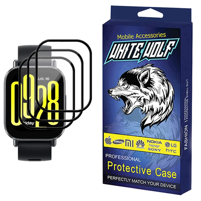محافظ صفحه نمایش وایت ولف مدل W-3PWM مناسب برای ساعت هوشمند شیائومی Redmi Watch 5 Active بسته بندی 3 عددی