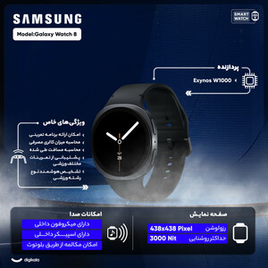 ساعت هوشمند 40 میلی‌متری سامسونگ مدل Galaxy Watch 8 با بند پلاستیکی