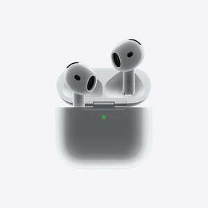 هدفون بلوتوثی اپل مدل AirPods 4 فاقد قابلیت نویز کنسلینگ، درگاه شارژ USB Type-C، شارژ بی سیم، با قابلیت اتصال به چند دستگاه، پشتیبانی از فرمان لمسی، نشانگر LED، پشتیبانی از دستیار صوتی، مقاوم در برابر آب