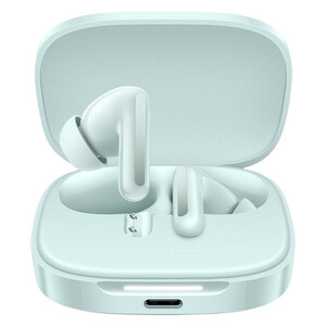 هدفون بلوتوثی شیائومی مدل Redmi Buds 6 با نویز کنسلینگ فعال (ANC)، درگاه شارژ USB Type-C، دارای میکروفون دوگانه با ENC (کاهش نویز محیط)، مقاوم در برابر رطوبت و عرق