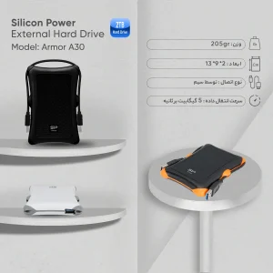 هارد اکسترنال سیلیکون پاور مدل Armor A30 ظرفیت 2 ترابایت دارای رابط USB Type-A