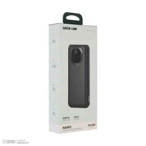 پاوربانک 22.5 وات گرین لاین مدل Nairo ظرفیت 20000 میلی‌آمپرساعت به همراه کابل تبدیل USB-A به USB-C