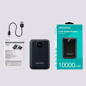 پاوربانک 20 وات ای دیتا مدل C100 Digital Display ظرفیت 10000 میلی‌آمپرساعت