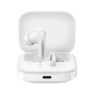 هدفون بلوتوثی شیائومی مدل Redmi Buds 5 با نویز کنسلینگ فعال (ANC)، درگاه شارژ USB Type-C، دارای نشانگر روی محفظه شارژ