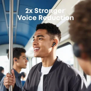 هدفون بلوتوثی انکر مدل Soundcore Liberty 5 با نویز کنسلینگ فعال (ANC)، درگاه شارژ USB Type-C، تا 30 ساعت زمان پخش موسیقی، دارای سنسور نوری داخل گوش و مقاوم در برابر رطوبت و عرق