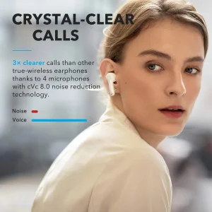 هدفون بلوتوثی انکر مدل SoundCore Liberty Air 2 بدون قابلیت نویز کنسلینگ، درگاه شارژ USB Type-C، دارای کنترل لمسی، مقاوم در برابر رطوبت و عرق