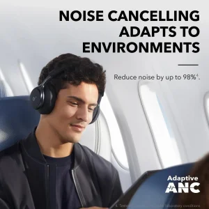 هدفون بی‌سیم انکر مدل Space One با نویز کنسلینگ فعال (ANC)، درگاه شارژ USB Type-C، مقاوم در برابر رطوبت و عرق