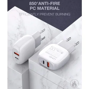 شارژر دیواری الدینیو مدل A2313C به همراه کابل تبدیل USB-C