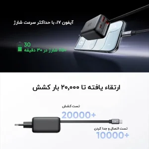 شارژر دیواری 35 وات 3 پورت مک دودو مدل FreeGo CH-1280  با کابل جمع شونده تایپ سی