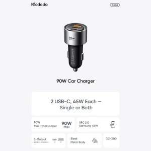 شارژر فندکی 90 وات 3 پورت مک دودو مدل CC-311
