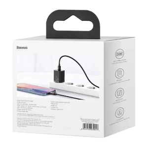 شارژر دیواری باسئوس مدل TZCCSUP-B01 به همراه کابل تبدیل لایتنینگ