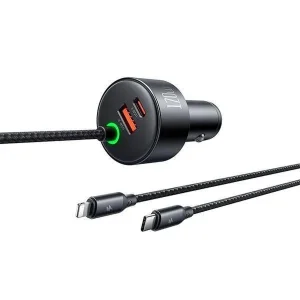 شارژر فندکی120 وات  مک دودو مدل cc-0370 به همراه کابل USB-C/لایتنینگ