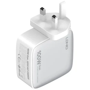 شارژر دیواری ۱۰۰ وات ۴ پورت الدینیو مدل Q408 به همراه کابل USB-C
