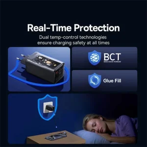 شارژر دیواری 100 وات 4 پورت بیسوس مدل GaN6 Pro به همراه کابل USB-C به USB-C