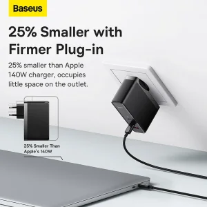 شارژر دیواری 160 وات بیسوس مدل CCGAN160CE به همراه کابل تبدیل USB-C