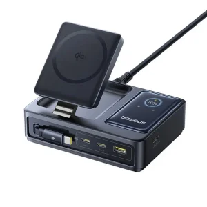 شارژر رومیزی 140 وات پنج پورت بیسوس مدل Nomos Qi2 140W