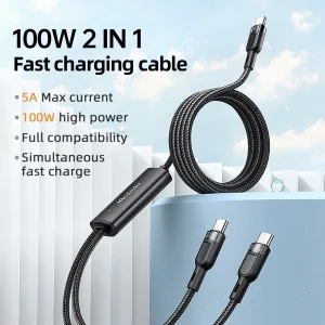 کابل تبدیل 1 به 2 USB-C مک دودو مدل CA-7470 طول 1.2 متر