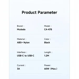 کابل تبدیل USB-C مک دودو مدل CA-478 طول 1.2 متر