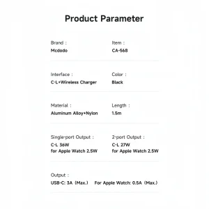 کابل تبدیل لایتنینگ به USB-C مک دودو مدل CA-568 طول 1.5 متر