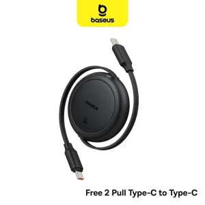 کابل تبدیل USB-C به USB-C بیسوس مدل Free2Pull Mini 60W طول 1 متر