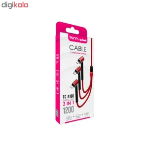 کابل تبدیل USB به MicroUSB/Lightning/USB-C تسکو مدل TC A100 طول 1.2 متر