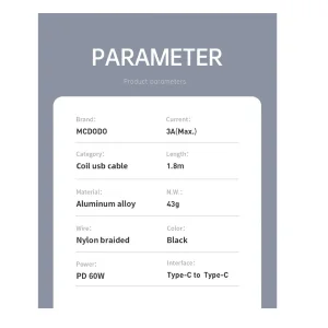 کابل USB-C  مک دودو مدل CA-7860 طول 1.8 متر