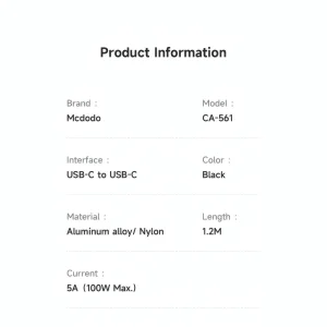 کابل تبدیل USB-C مک دودو مدل CA-561 طول 1.2 متر