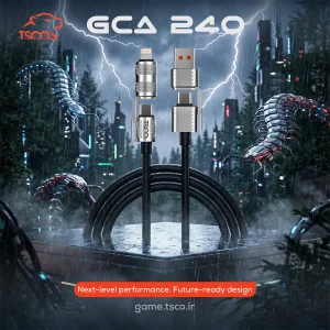 کابل تبدیل USB/USB-C به لایتنینگ/USB-C تسکو مدل GCA 240W طول 1.2 متر