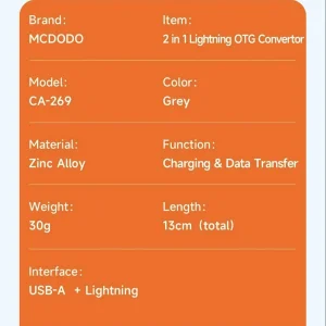 مبدل لایتنینگ به USB OTG/لایتنینگ مک دودو مدل CA-2690