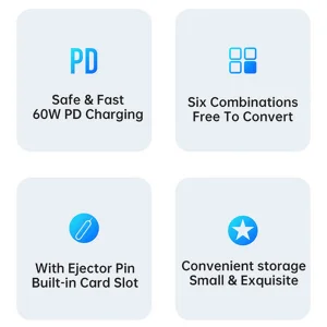 کابل تبدیل USB-C/USB به لایتنینگ/USB-C/MicroUSB مک‌دودو مدل WF-1720 طول 0.3 متر