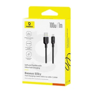 کابل تبدیل USB به USB-C بیسوس مدل Silky Series طول 1 متر