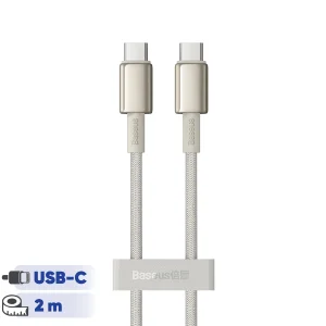 کابل تبدیل USB-C بیسوس مدل Tungsten Gold (100W) طول 2 متر