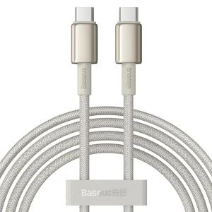کابل تبدیل USB-C بیسوس مدل Tungsten Gold (100W) طول 2 متر