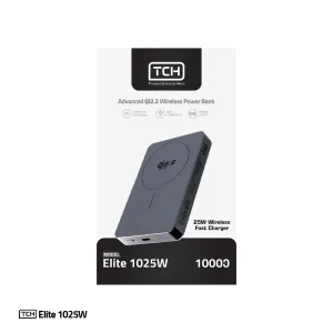 پاوربانک بی سیم 25 وات تی سی اچ مدل Elite 1025W ظرفیت 10000 میلی‌آمپرساعت