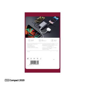 پاوربانک 22.5 وات تی سی اچ مدل Compact 2020 ظرفیت 20000 میلی‌آمپرساعت به همراه 2 عدد کابل USB-C / لایتنینگ