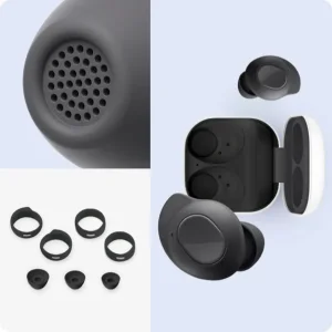 هدفون بلوتوثی سامسونگ مدل Galaxy Buds FE با نویز کنسلینگ فعال (ANC)، درگاه شارژ USB Type-C، دارای میکروفون دوگانه، مقاوم در برابر رطوبت و عرق