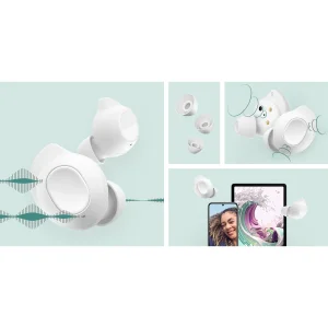 هدفون بلوتوثی سامسونگ مدل Galaxy Buds FE با نویز کنسلینگ فعال (ANC)، درگاه شارژ USB Type-C، دارای میکروفون دوگانه، مقاوم در برابر رطوبت و عرق