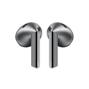هدفون بلوتوثی سامسونگ مدل Galaxy Buds3 با نویز کنسلینگ فعال (ANC)، نویز کنسلینگ میکروفون (ENC)، درگاه شارژ USB Type-C، با قابلیت اتصال به چند دستگاه، دارای قابلیت صدای 360 درجه، Galaxy AI، میکروفون سه گانه، پشتیبانی از فرمان لمسی، ضد آب و گرد و غبار