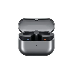 هدفون بلوتوثی سامسونگ مدل Galaxy Buds3 با نویز کنسلینگ فعال (ANC)، نویز کنسلینگ میکروفون (ENC)، درگاه شارژ USB Type-C، با قابلیت اتصال به چند دستگاه، دارای قابلیت صدای 360 درجه، Galaxy AI، میکروفون سه گانه، پشتیبانی از فرمان لمسی، ضد آب و گرد و غبار
