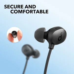 هدفون بلوتوثی گردنی انکر مدل A3213 U2i با نویز کنسلینگ میکروفون (ENC)، درگاه شارژ USB Type-C، دارای میکروفون با فناوری حذف نویز CVC 8.0، طراحی ارگونومیک و راحت، پشتیبانی از دستیار صوتی و فرمان لمسی، مقاوم در برابر آب