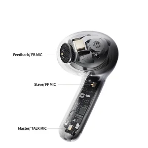 هدفون بلوتوثی کیو سی وای مدل +AilyBuds Pro با نویز کنسلینگ میکروفون (ENC)، درگاه شارژ USB Type-C، دارای نشانگر روی محفظه شارژ، مقاوم در برابر رطوبت و عرق