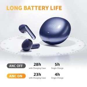 هدفون بلوتوثی کیو سی وای مدل +AilyBuds Pro با نویز کنسلینگ میکروفون (ENC)، درگاه شارژ USB Type-C، دارای نشانگر روی محفظه شارژ، مقاوم در برابر رطوبت و عرق